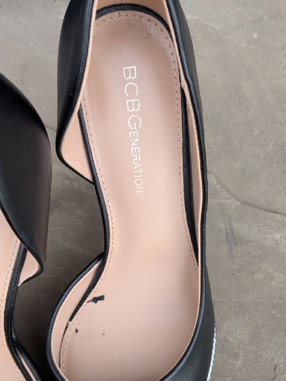 BCBGeneration Black D'Orsay Pointed Toe Pumps with Metallic Trim - Picture 3 of 15